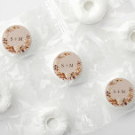 Monogrammed Wedding Life Saver® Mints<br><div class="desc">Monogrammed Wedding Life Saver® Mints. These elegant life saver mints with wedding monogram feature hand-painted watercolor burnt orange and terracotta leaves,  cream and beige dahlias,  and beautiful rust-colored roses arranged as a stylish wreath on a taupe background.  Find matching items in the Taupe Autumn Romance Collection.</div>