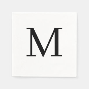 Monogrammed Wedding Napkin Classic Black Design