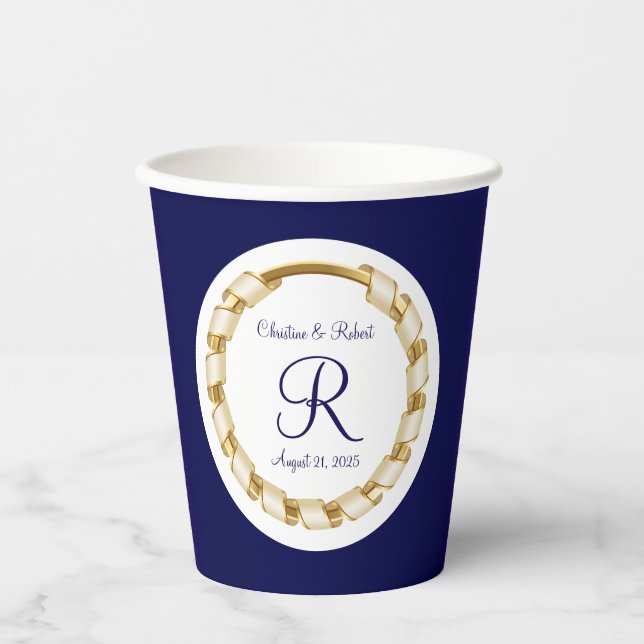 Monogrammed Wedding paper cups (Front)