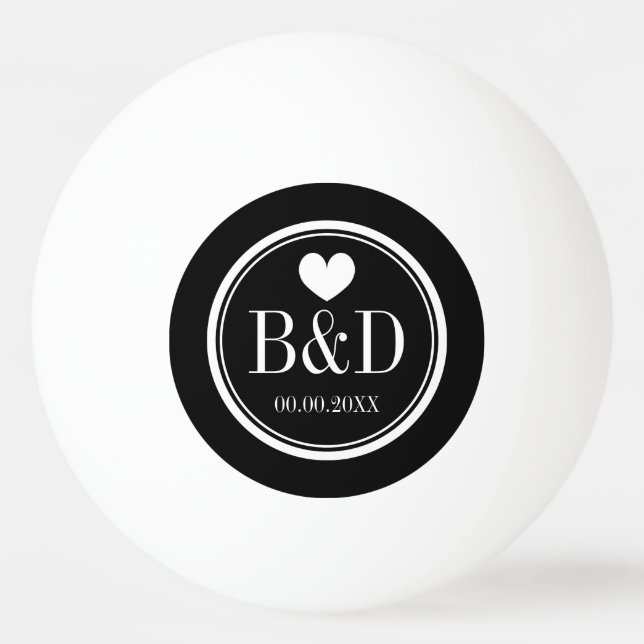 Monogrammed wedding party favor ping pong balls (Front)