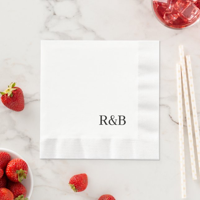 Monogrammed Wedding Reception Cocktail Napkins (Insitu)