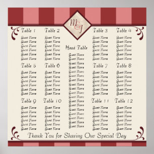 Monogrammed Wedding Reception Seating Chart