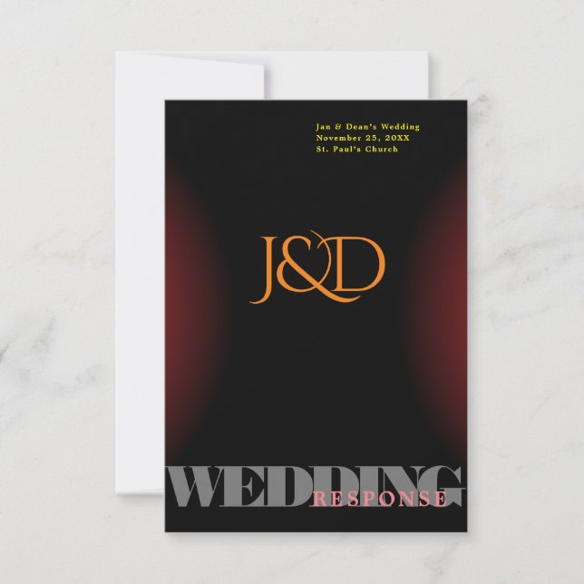 Monogrammed Wedding Response Card (Front)