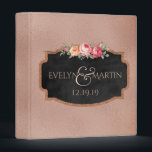 Monogrammed Wedding | Rose Gold Foil Chalkboard Binder<br><div class="desc">Trendy, faux rose gold foil and chalkboard wedding binder- Faux chalkboard with rose gold glitter edges and vintage style pink rose bouquet at the top. Popular rose gold foil look background. Bride and groom monogrammed names in elegant rose gold lettering with a large ampersand sign. Custom wedding date underneath in...</div>