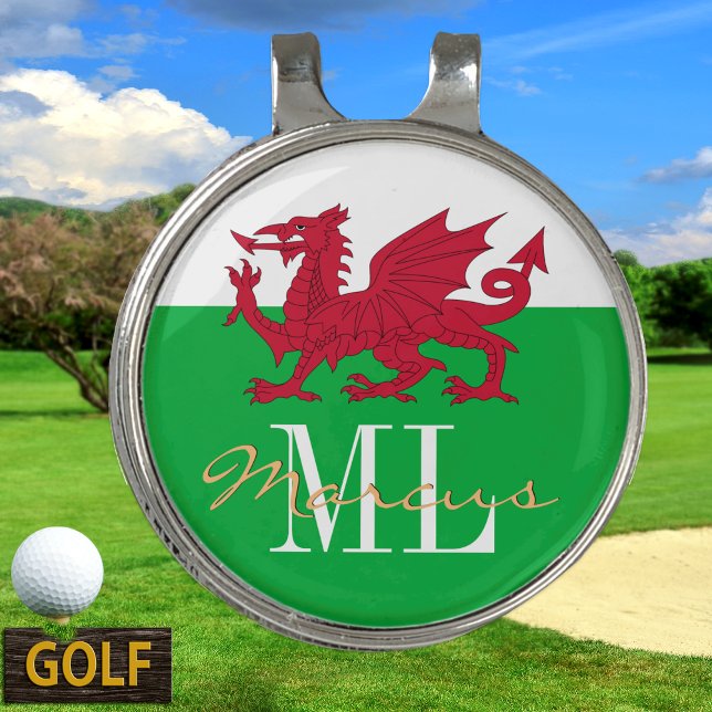 Monogrammed Welsh Flag Marker, Cymru, Wales Golf Hat Clip (Creator Uploaded)