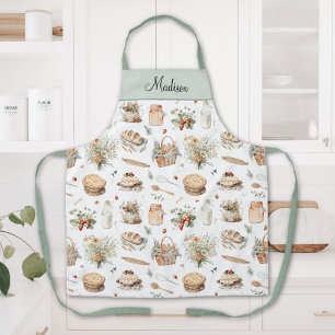 Monogrammed Whimsical Floral Strawberry Country Apron