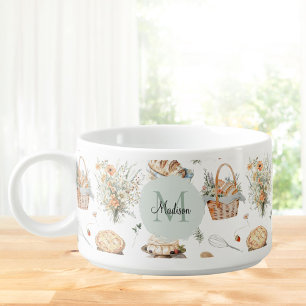 Monogrammed Whimsical Floral Strawberry Country Bowl