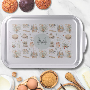 Monogrammed Whimsical Floral Strawberry Country Cake Pan