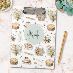 Monogrammed Whimsical Floral Strawberry Country Clipboard