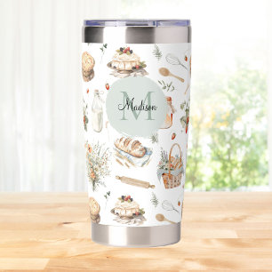 Monogrammed Whimsical Floral Strawberry Country Insulated Tumbler
