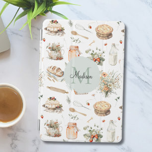 Monogrammed Whimsical Floral Strawberry Country iPad Mini Cover