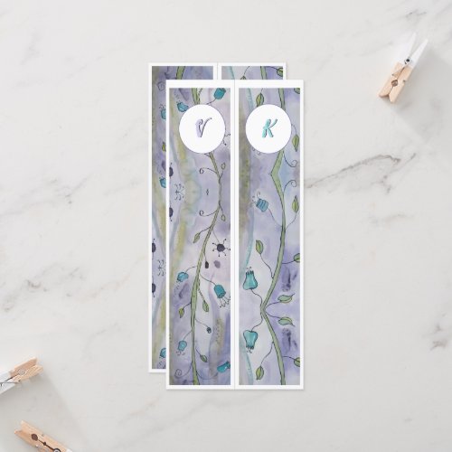 Monogrammed Whimsy Floral Two Bookmarks