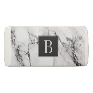 Monogrammed White And Black Marble Stone Eraser