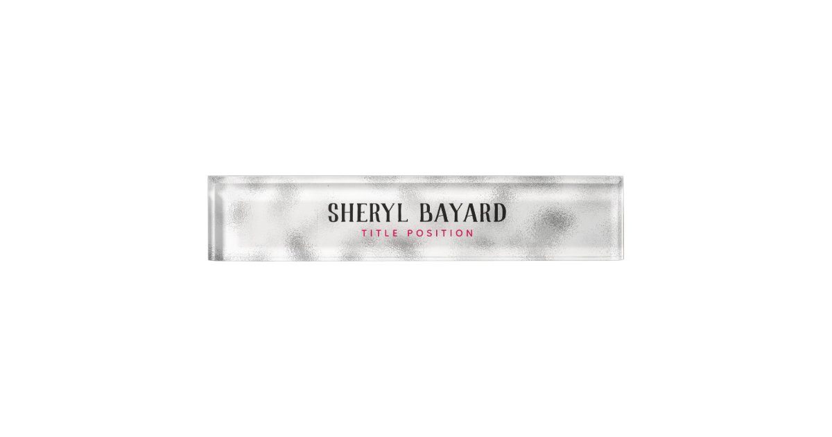 Monogrammed White And Gray Ground Glass Desk Name Plate Zazzle Com