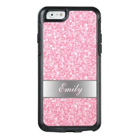 Monogrammed White And Pink Glitter Otterbox Iphone 6/6s Case