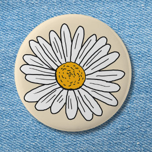Monogrammed White Daisy Floral Button