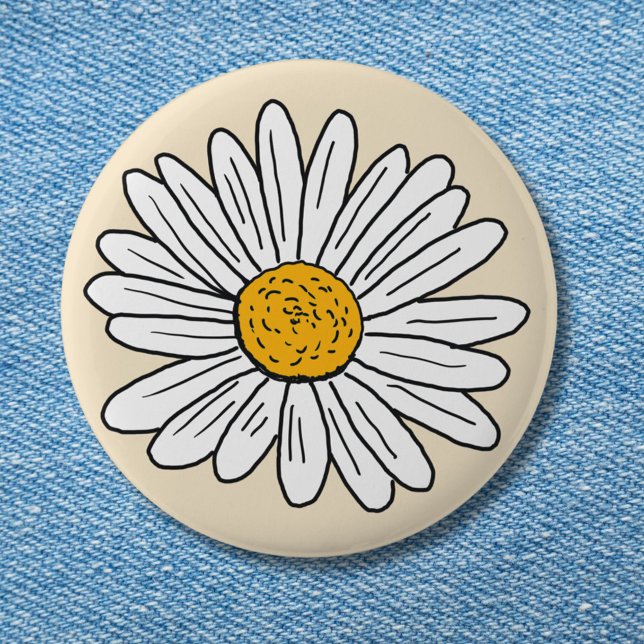 Monogrammed White Daisy Floral Button (in situ)