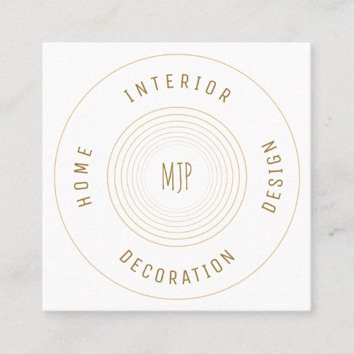 Monogrammed white gold interior design services square business card