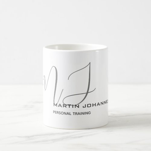 Monogrammed White Grey Personal Trainer Modern Coffee Mug