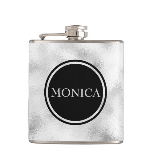 Monogrammed White Ground Glass Flask