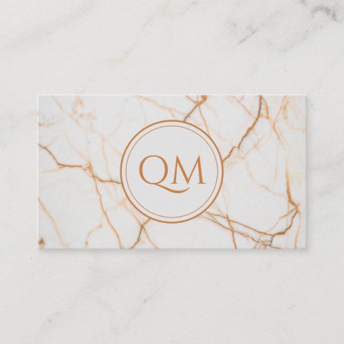 Monogrammed White Marble Gold Initials Business Card