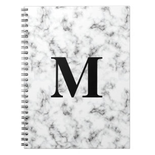 Monogrammed White Marble Pattern  Notebook