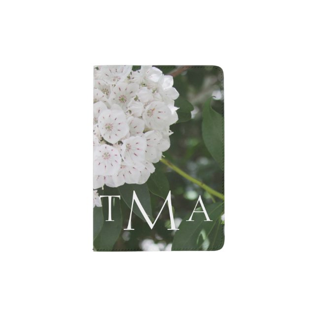 Monogrammed White Mountain Laurel Passport Holder (Front)