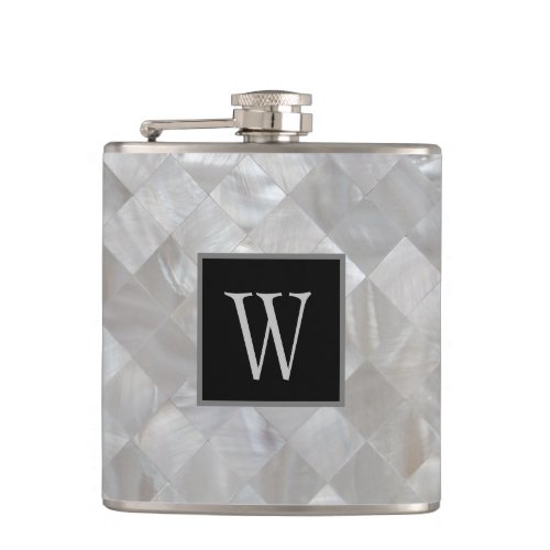 Monogrammed White Pearl Flask