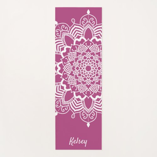 Monogrammed White  Purple Mandala Pattern Yoga Ma Yoga Mat