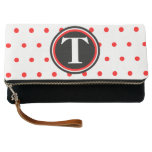 Monogrammed White Red Polka Dots Clutch