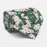 Monogrammed Wild Cherry Blossom Watercolor Flowers