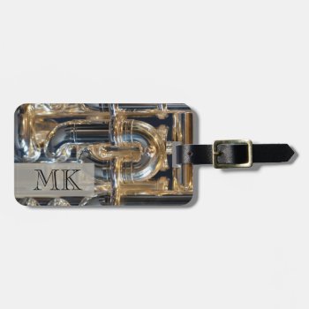 Monogrammed Wind Brass Instrument Euphonium Music Luggage Tag by BCMonogramMe at Zazzle