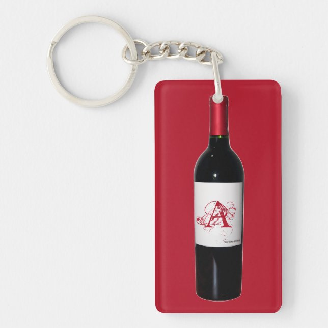 Monogrammed Wine Bottle Acrylic Keychain (Front)
