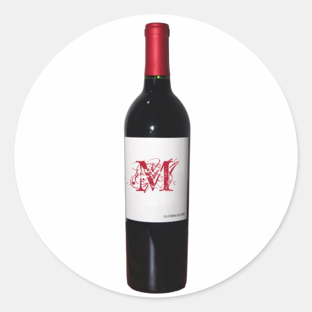 Monogrammed Wine Bottle Stickers (Front)