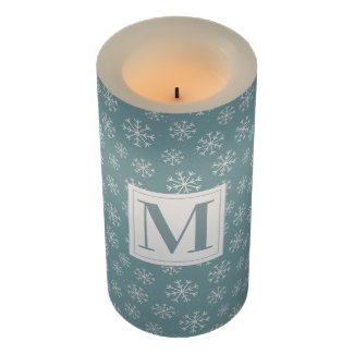 Monogrammed Winter Snowflakes Flameless Candle