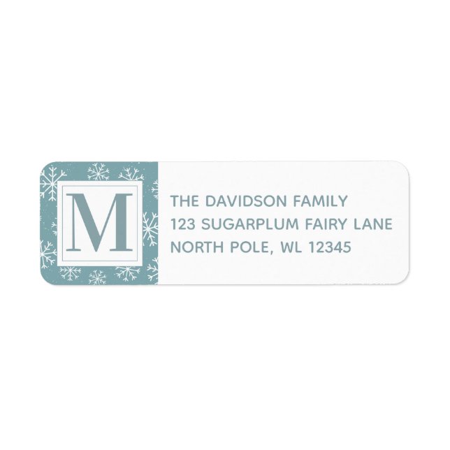 Monogrammed Winter Snowflakes Label (Front)