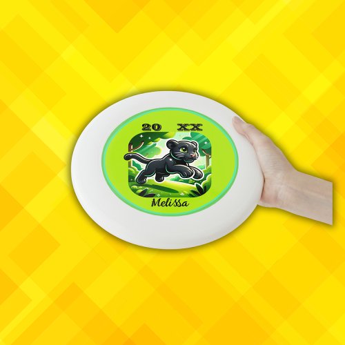 Monogrammed with Black and Green Panther Cub  Wham_O Frisbee