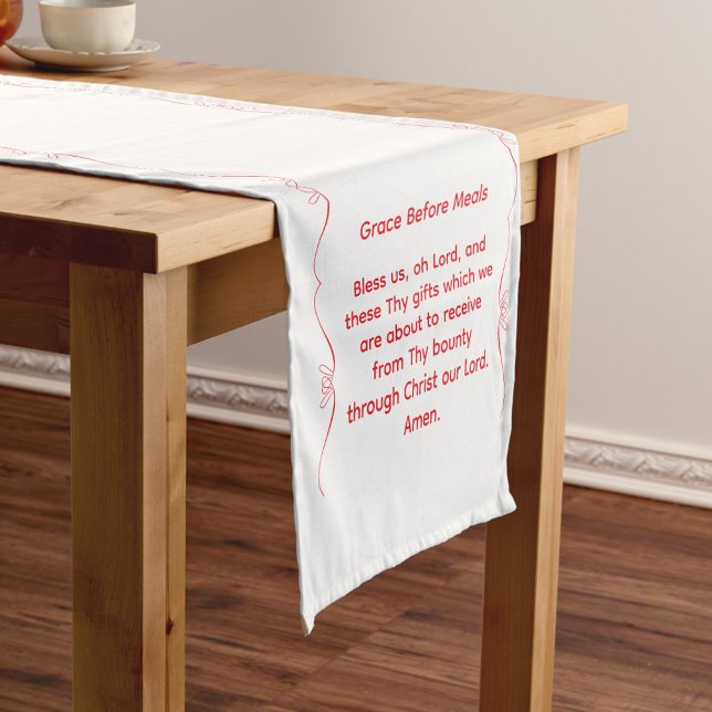 Monogrammed with Catholic Blessing Short Table Runner (Creator Uploaded)