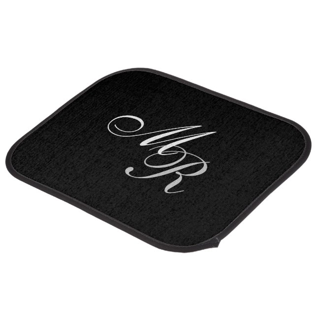 Monogrammed With Initials Car Mat (Rear Angled)