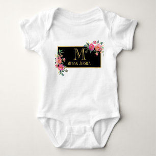monogrammed woman personalized name baby girl baby bodysuit