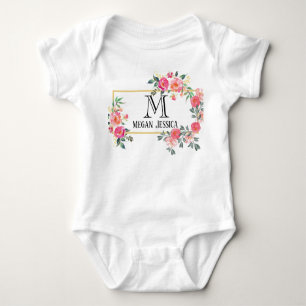 monogrammed woman personalized name baby girl baby bodysuit