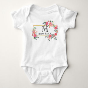 monogrammed woman personalized name baby girl bodysuit