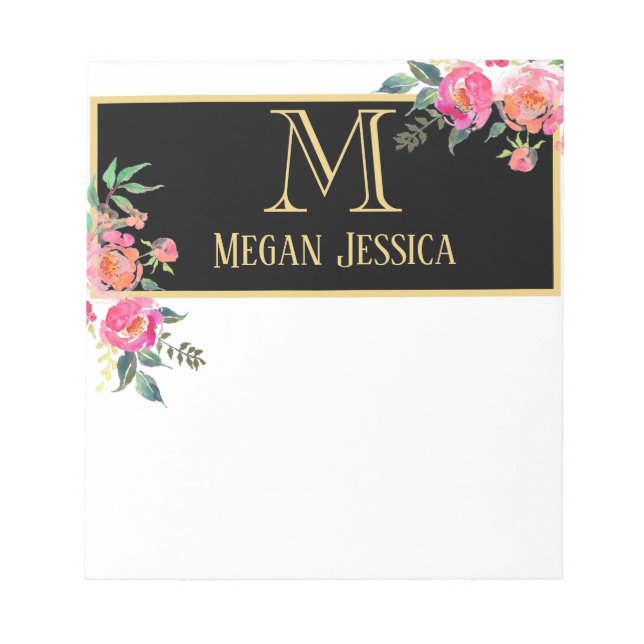 monogrammed woman personalized name notepad (Front)