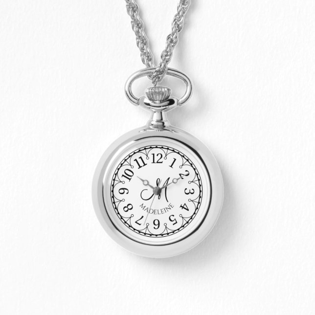 Monogrammed Women's Watch Necklace (Front)