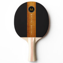 monogrammed wood color stripe on black Ping-Pong paddle monogrammed wood color stripe on black Ping-Pong paddle