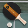 Monogrammed wood color stripe on black Ping-Pong paddle
