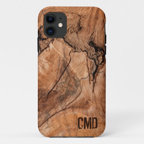 Monogrammed Wood Knots iPhone 11 Case