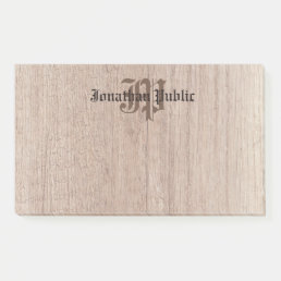Monogrammed Wood Look Old Script Template Post-it Notes