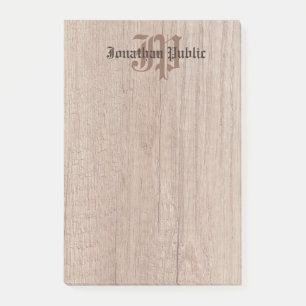 Monogrammed Wood Look Old Script Template Post-it Notes