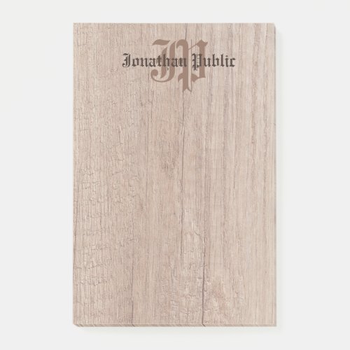 Monogrammed Wood Look Old Script Template Post_it Notes